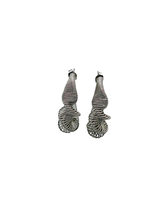 Twisted Wire Earrings- Silver image 1