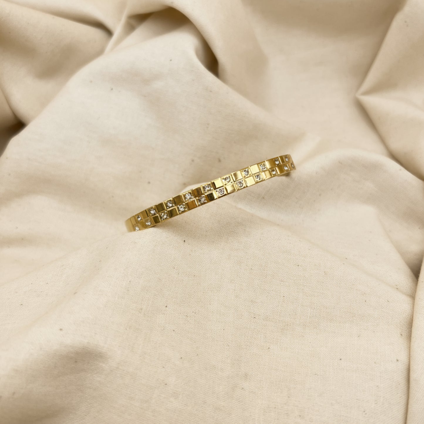 Checker CZ Cuff Bracelet
