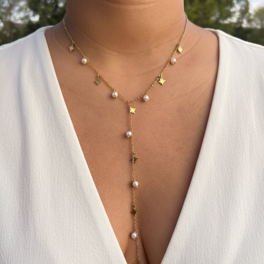 Starburst Pearl Y Necklace