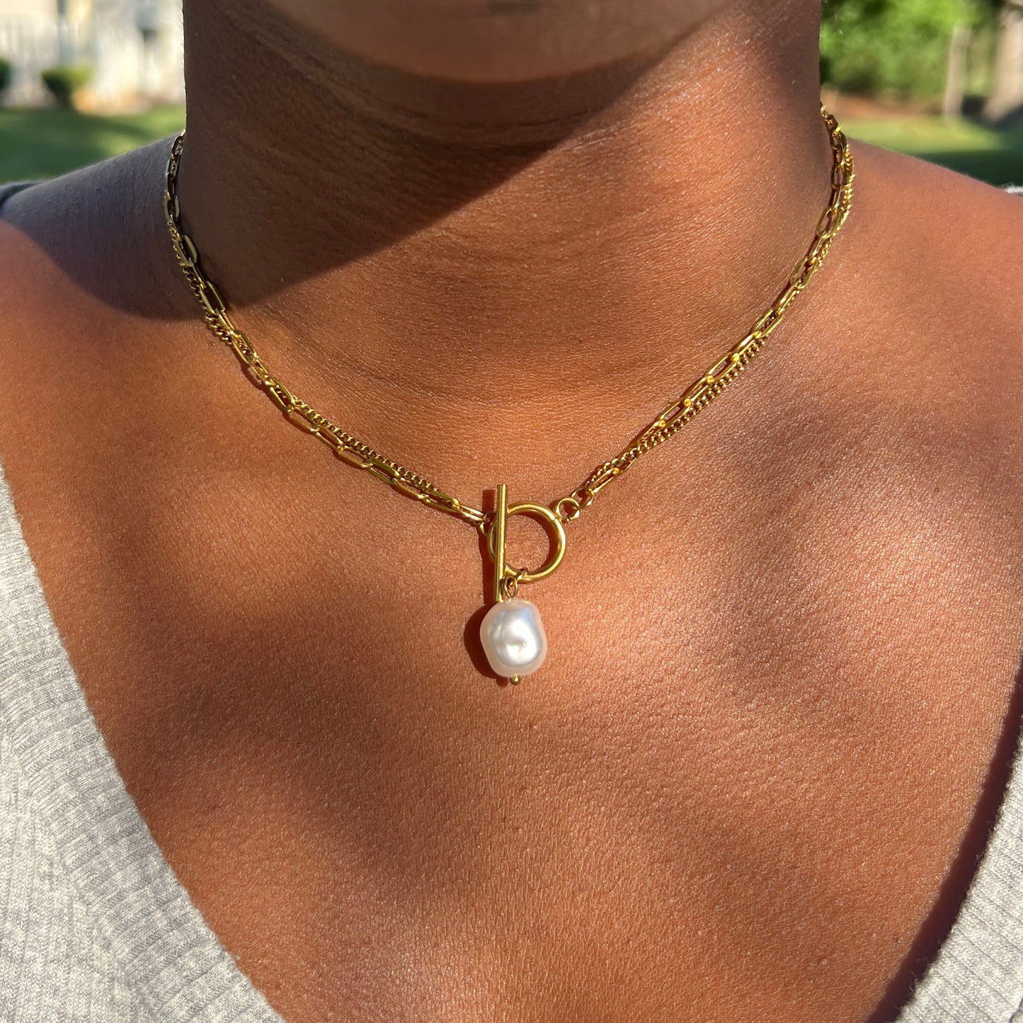 Pearl Choker Chain Necklace image 2