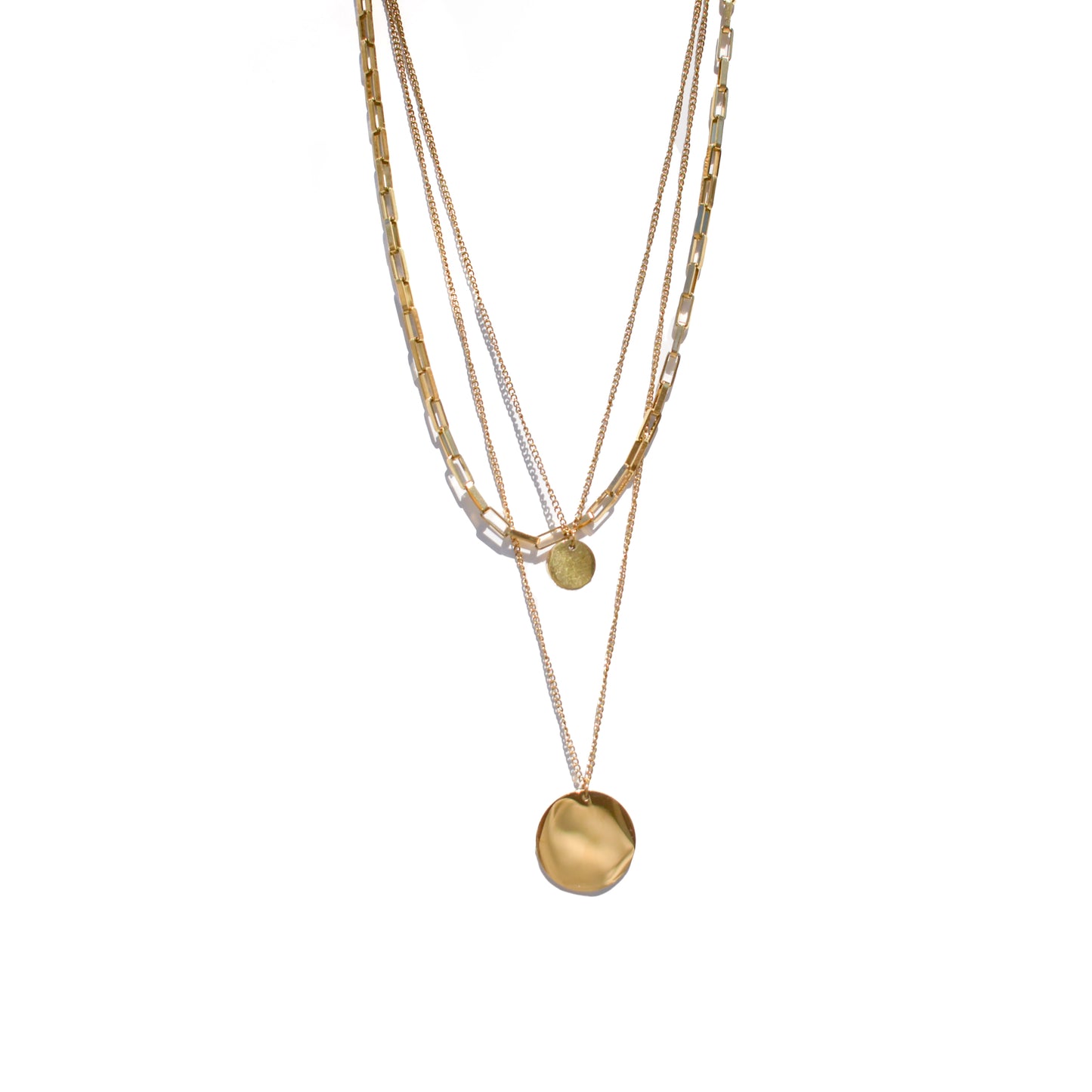 Three Chain Circle Pendant Necklace image 0