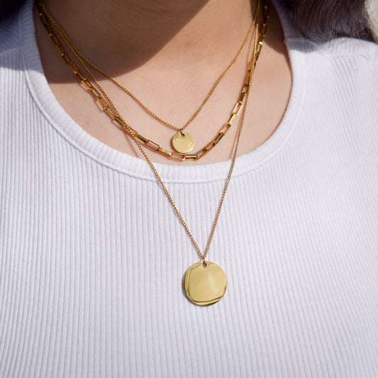 Three Chain Circle Pendant Necklace image 1