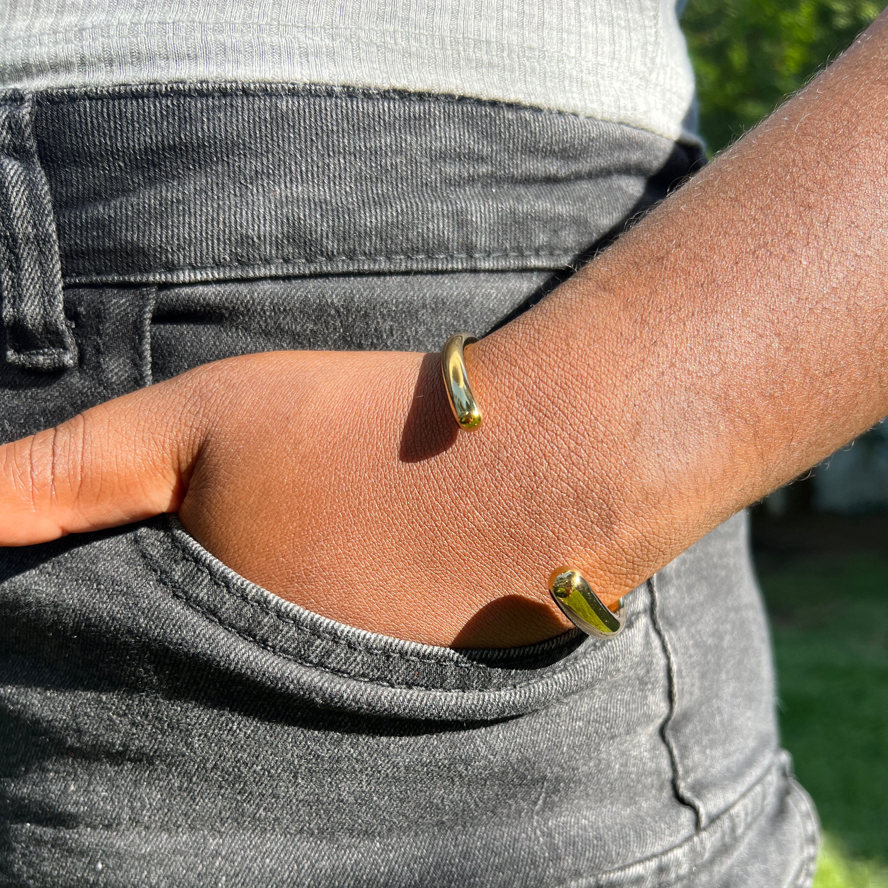 Water Drop Cuff Bracelet- Gold image 3