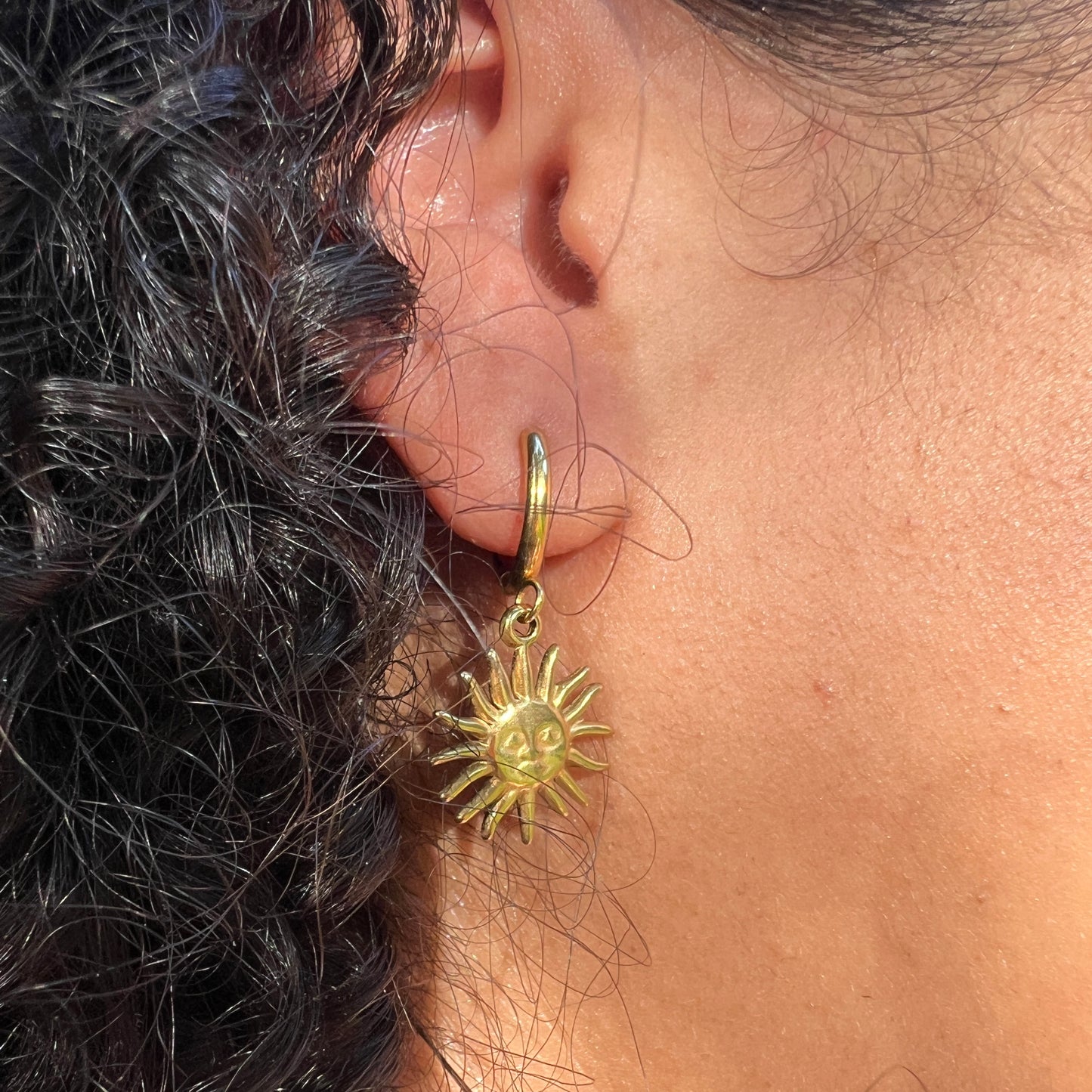 Sun Pendant Earrings- Gold image 1