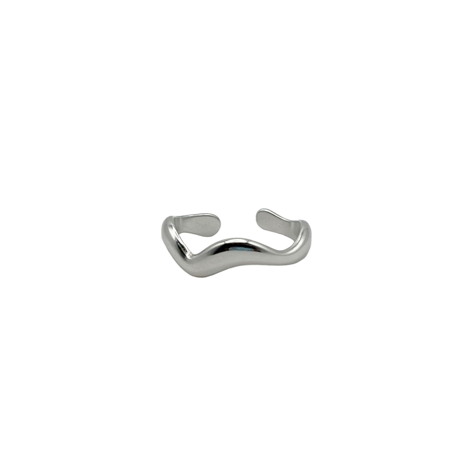 Abstract Adjustable Ring- Silver image 0