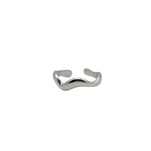 Abstract Adjustable Ring- Silver image 0