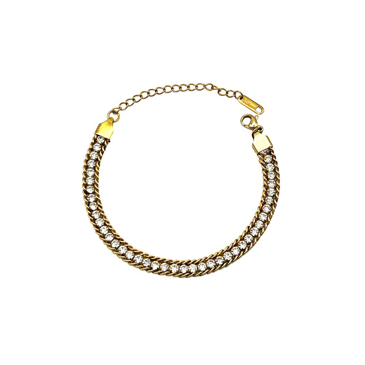 Dual Chain Rhinestone Bracelet- White image 0