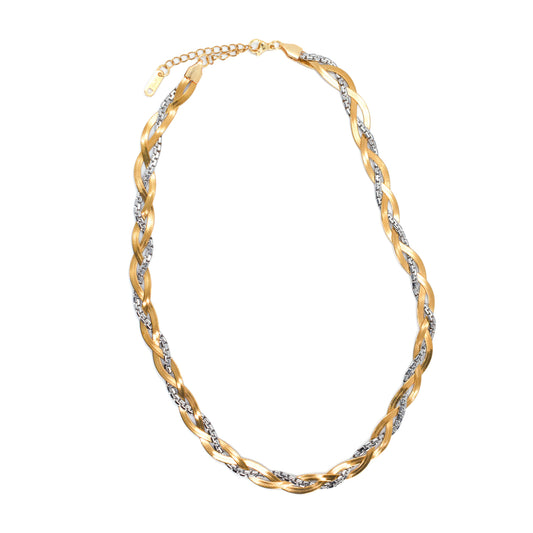 Two-toned Braided Herringbone Necklace image 0