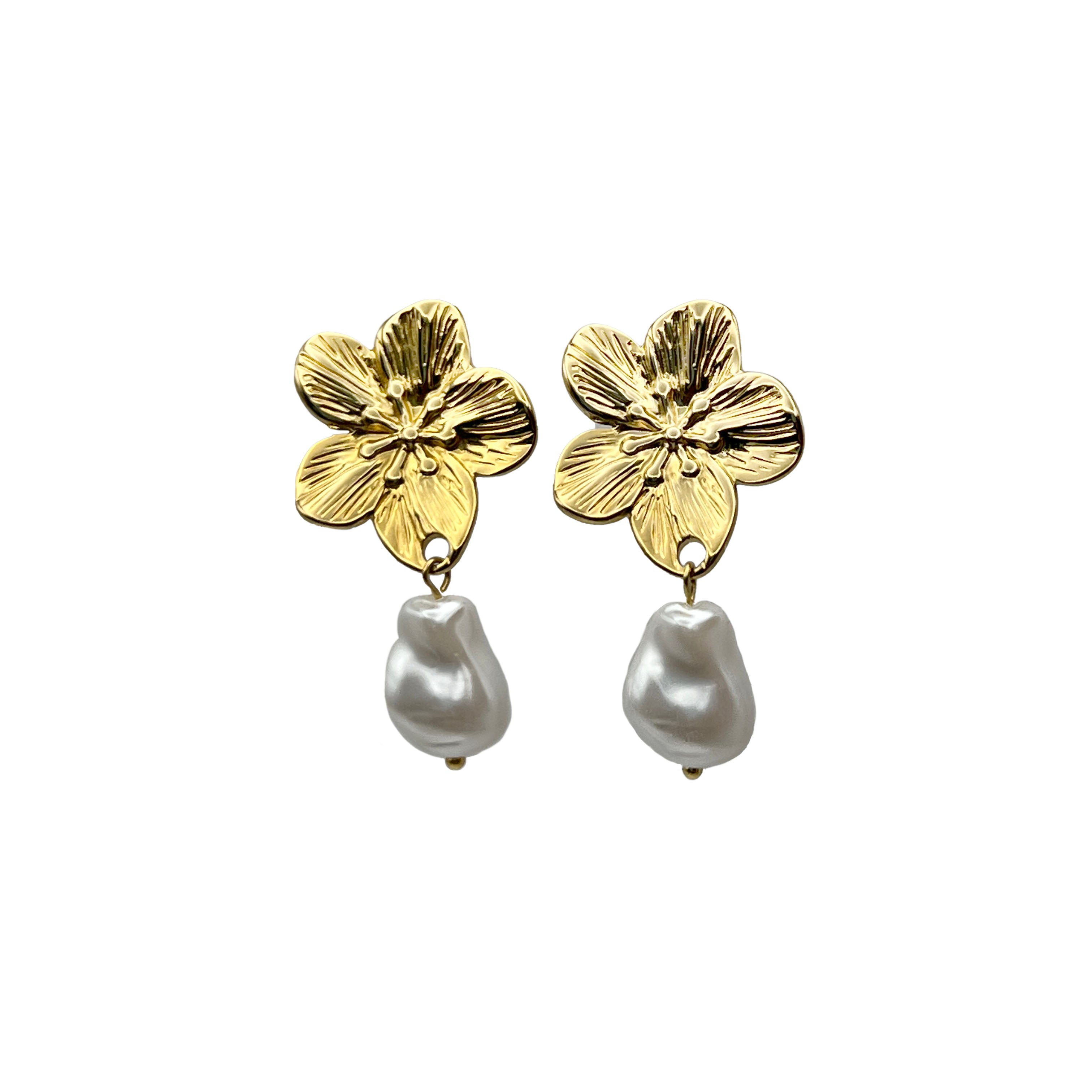 Floral Pearl Drop Earrings image 0
