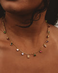 Colorful Bezel Drop Necklace