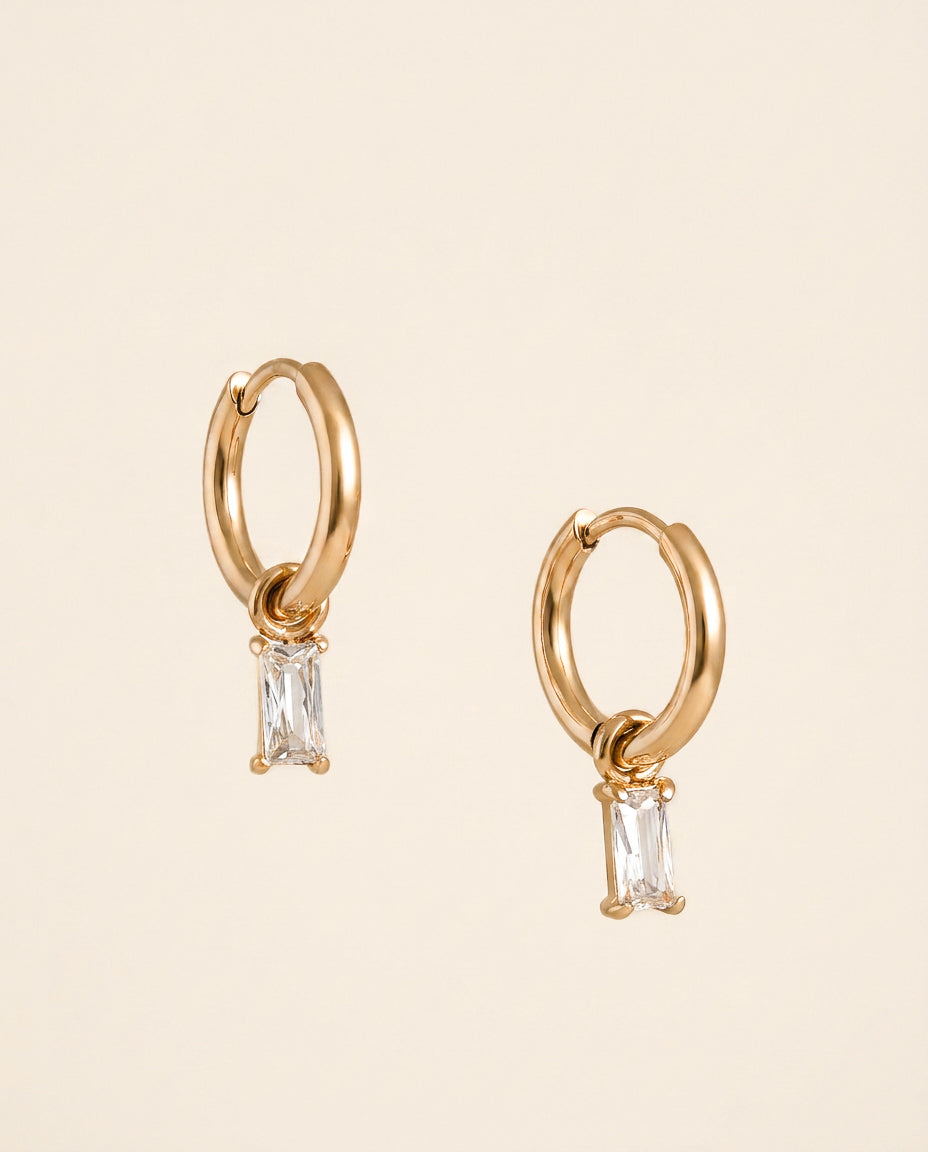 Baguette CZ Huggie Earrings
