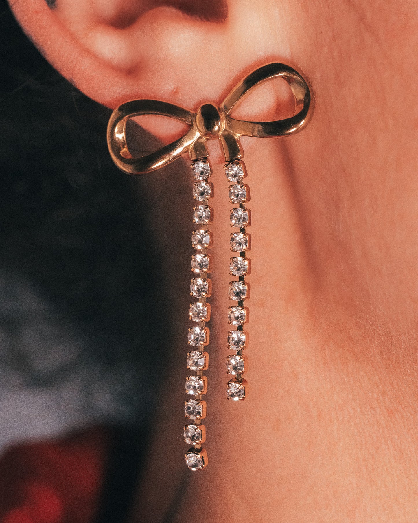 Rhinestone Bow Earrings