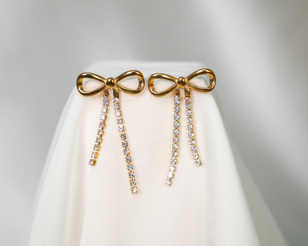 Rhinestone Bow Earrings