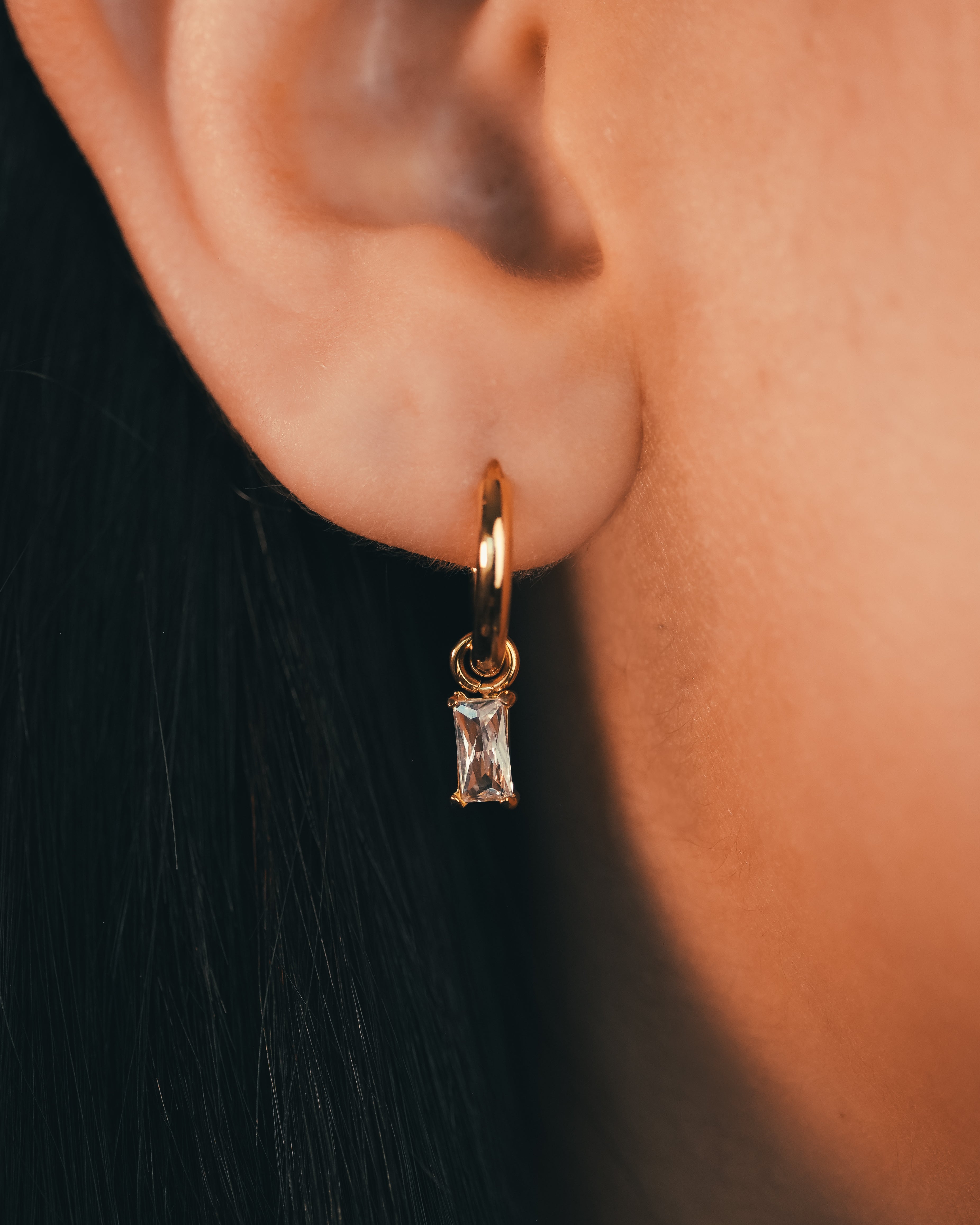 Baguette CZ Huggie Earrings