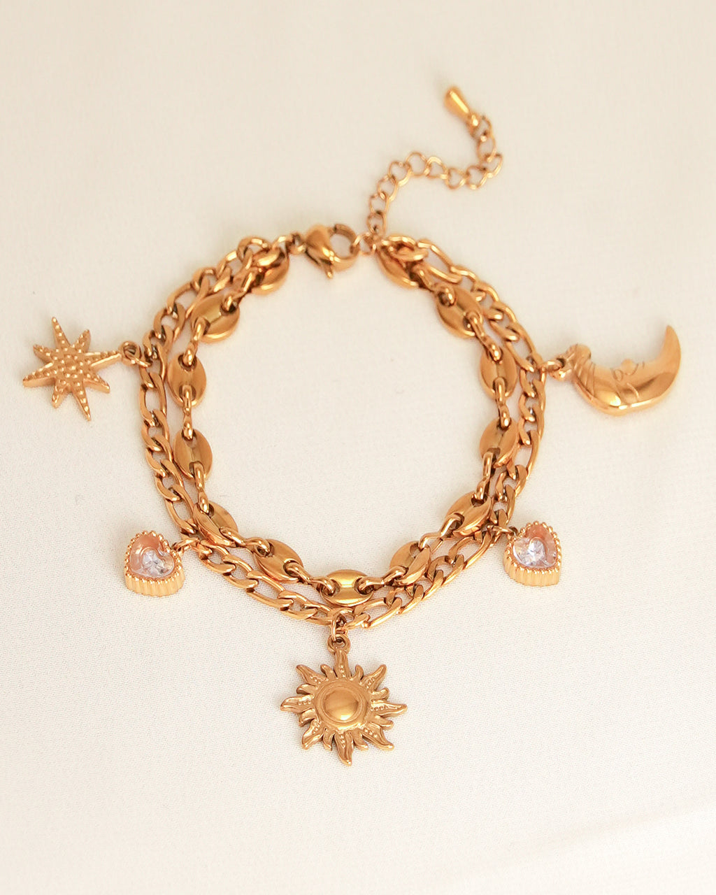 Two Chain Celestial Charm Bracelet