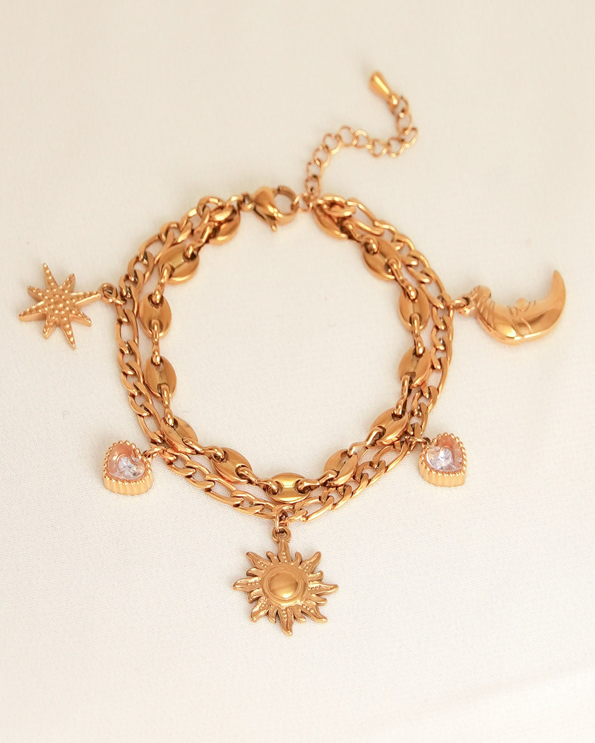 Two Chain Celestial Charm Bracelet
