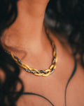 Two-toned Braided Herringbone Necklace