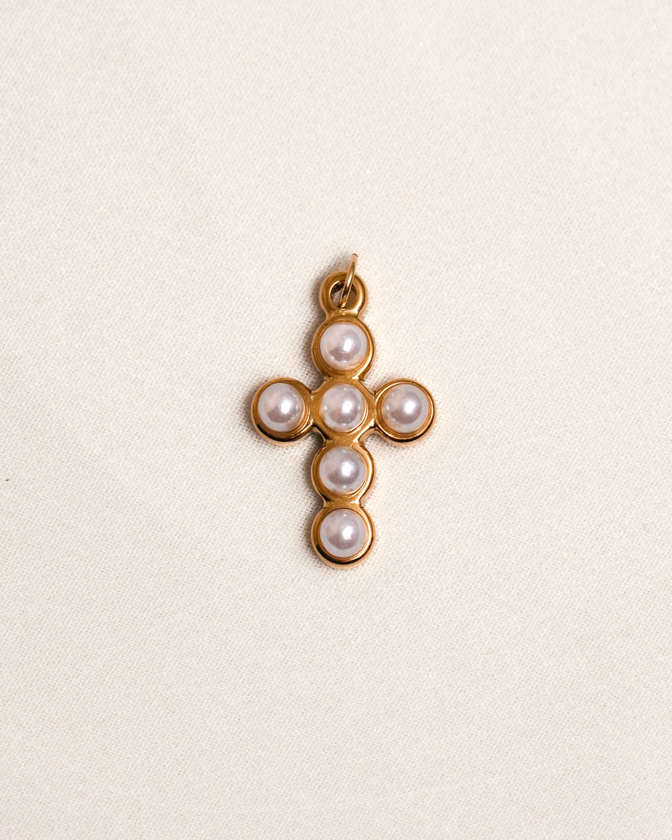 Pearl Cross Charm