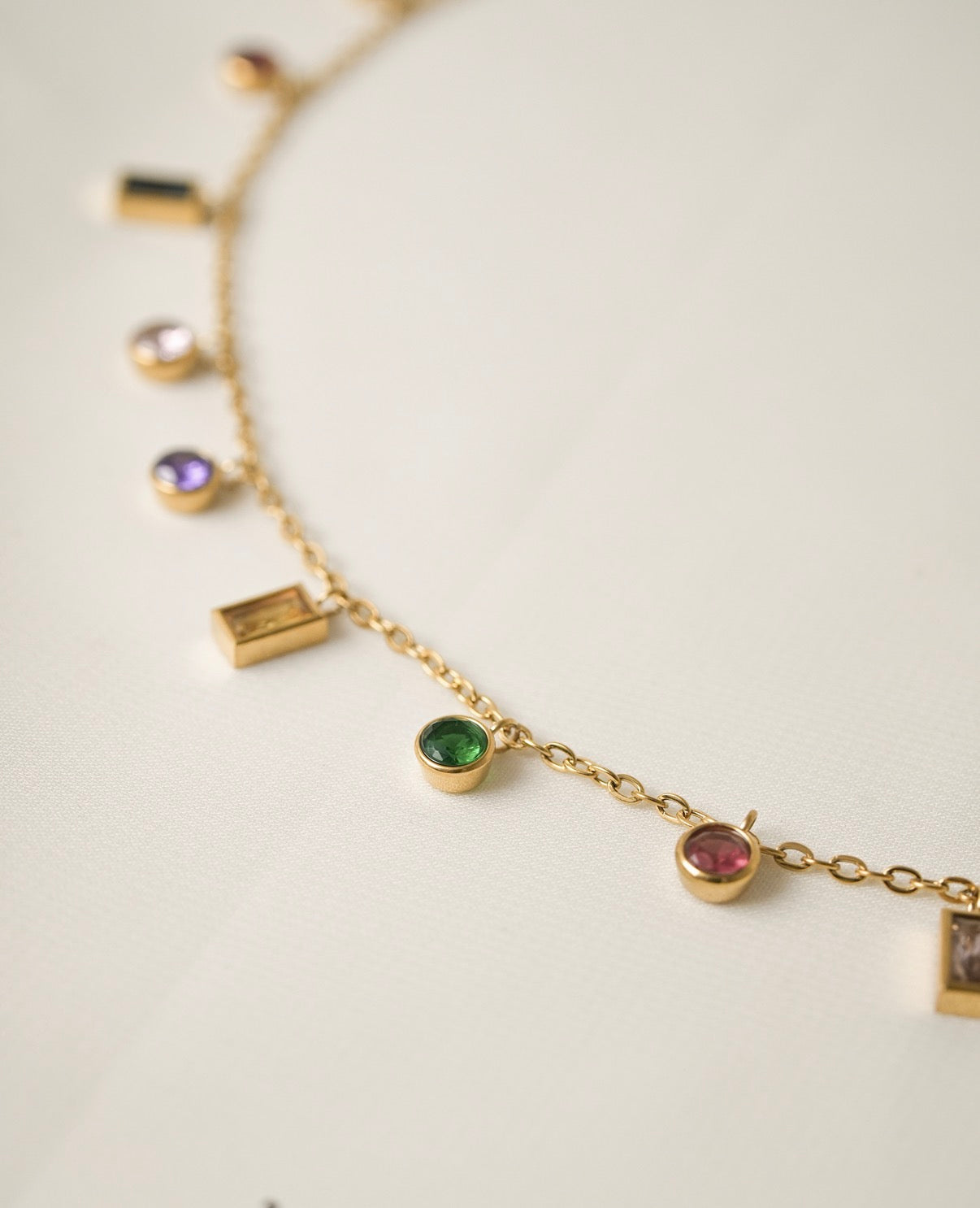 Colorful Bezel Drop Necklace