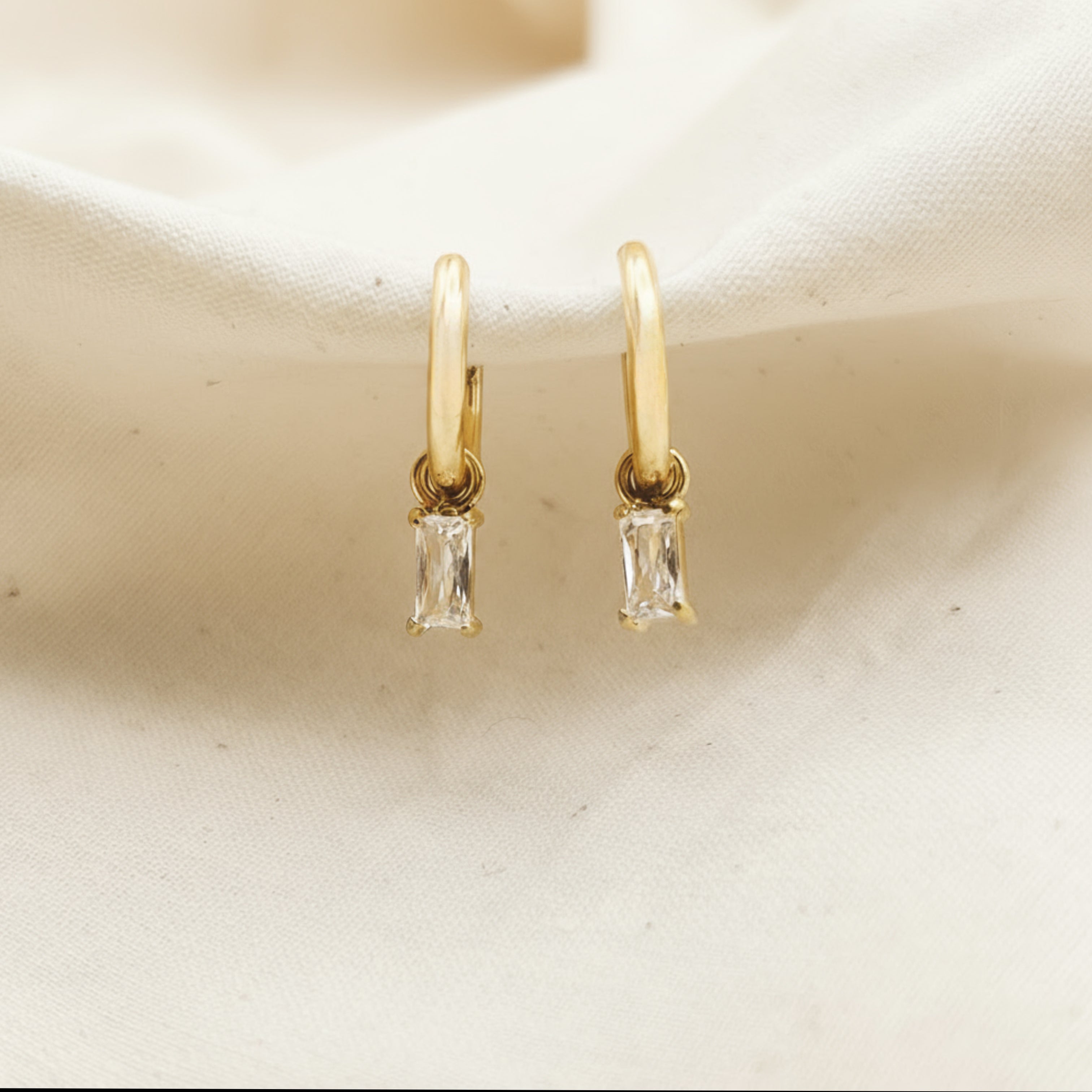 Baguette CZ Huggie Earrings