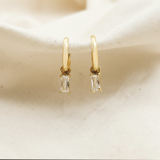 Baguette CZ Huggie Earrings