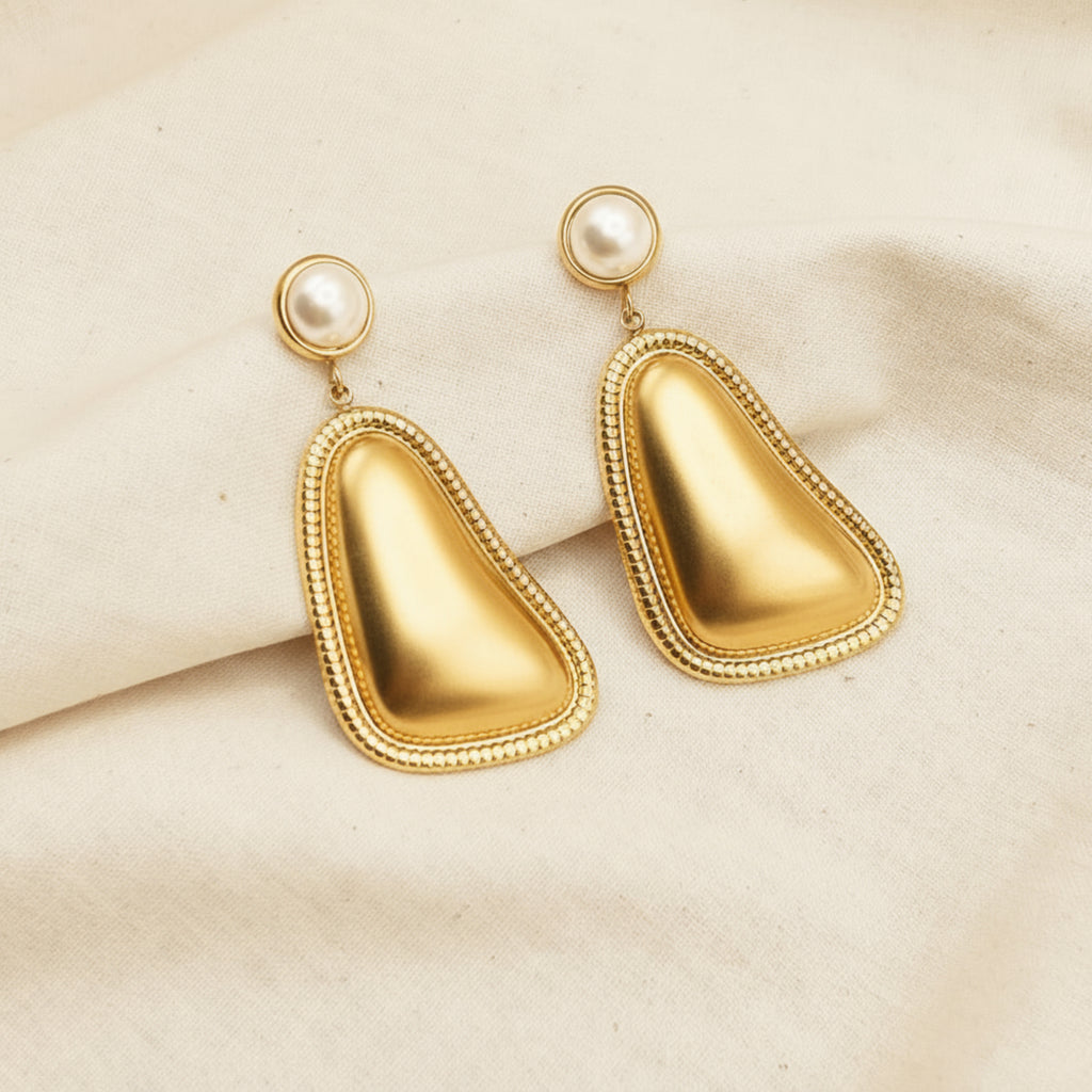 Beveled Pearl Abstract Earrings