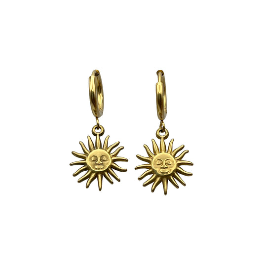 Sun Pendant Earrings- Gold image 0