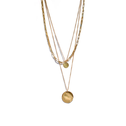 Three Chain Circle Pendant Necklace image 0