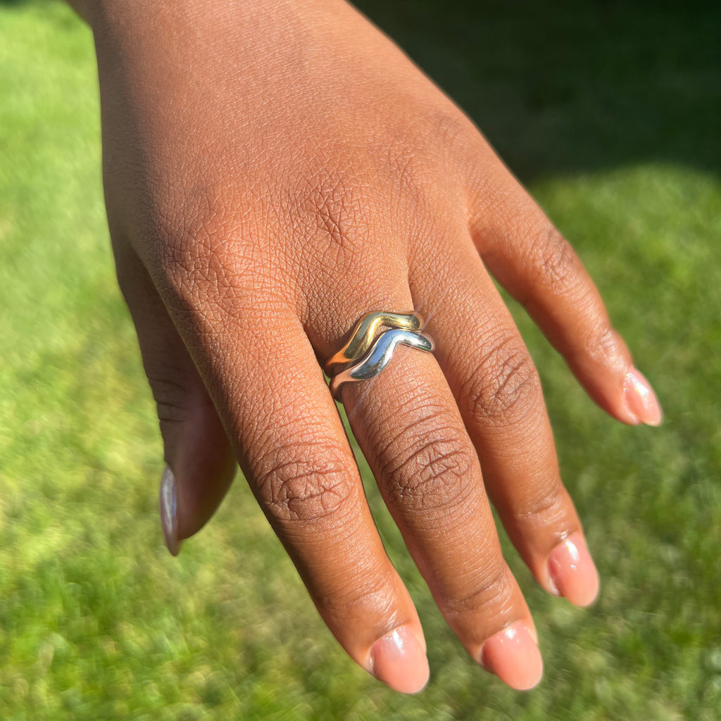 Abstract Adjustable Ring- Gold image 2