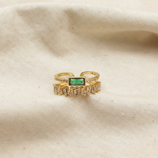 Emerald Baguette Crown Ring