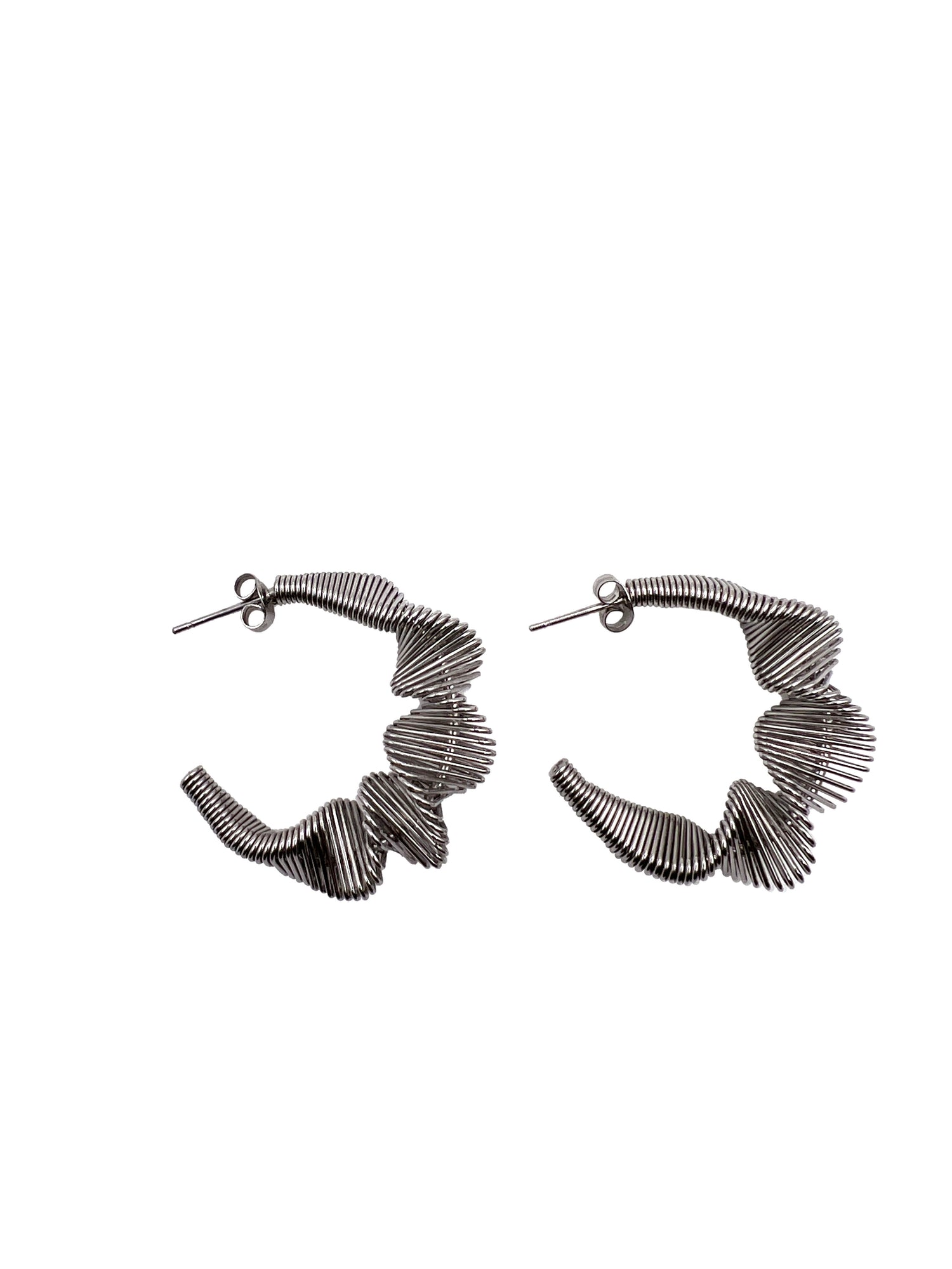 Twisted Wire Earrings- Silver image 0