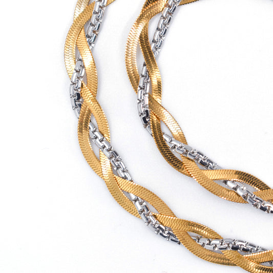 Two-toned Braided Herringbone Necklace image 1