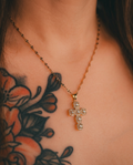 Cluster CZ Cross Necklace