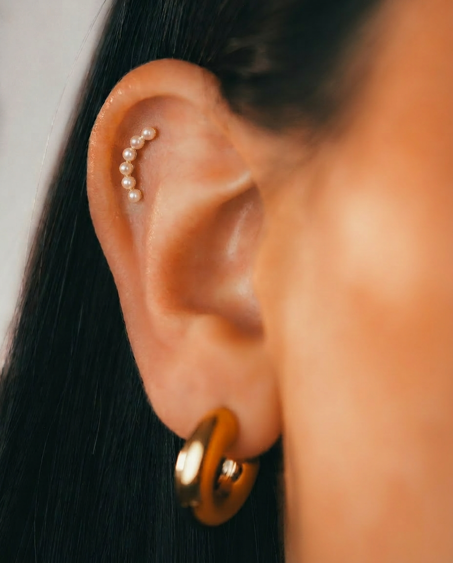 Pearl Bar Cartilage Studs