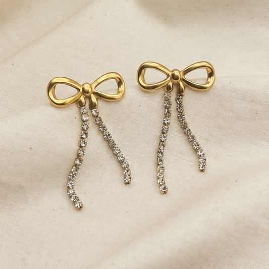 Rhinestone Bow Earrings
