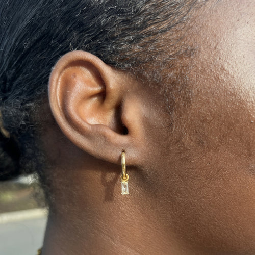 Baguette CZ Huggie Earrings