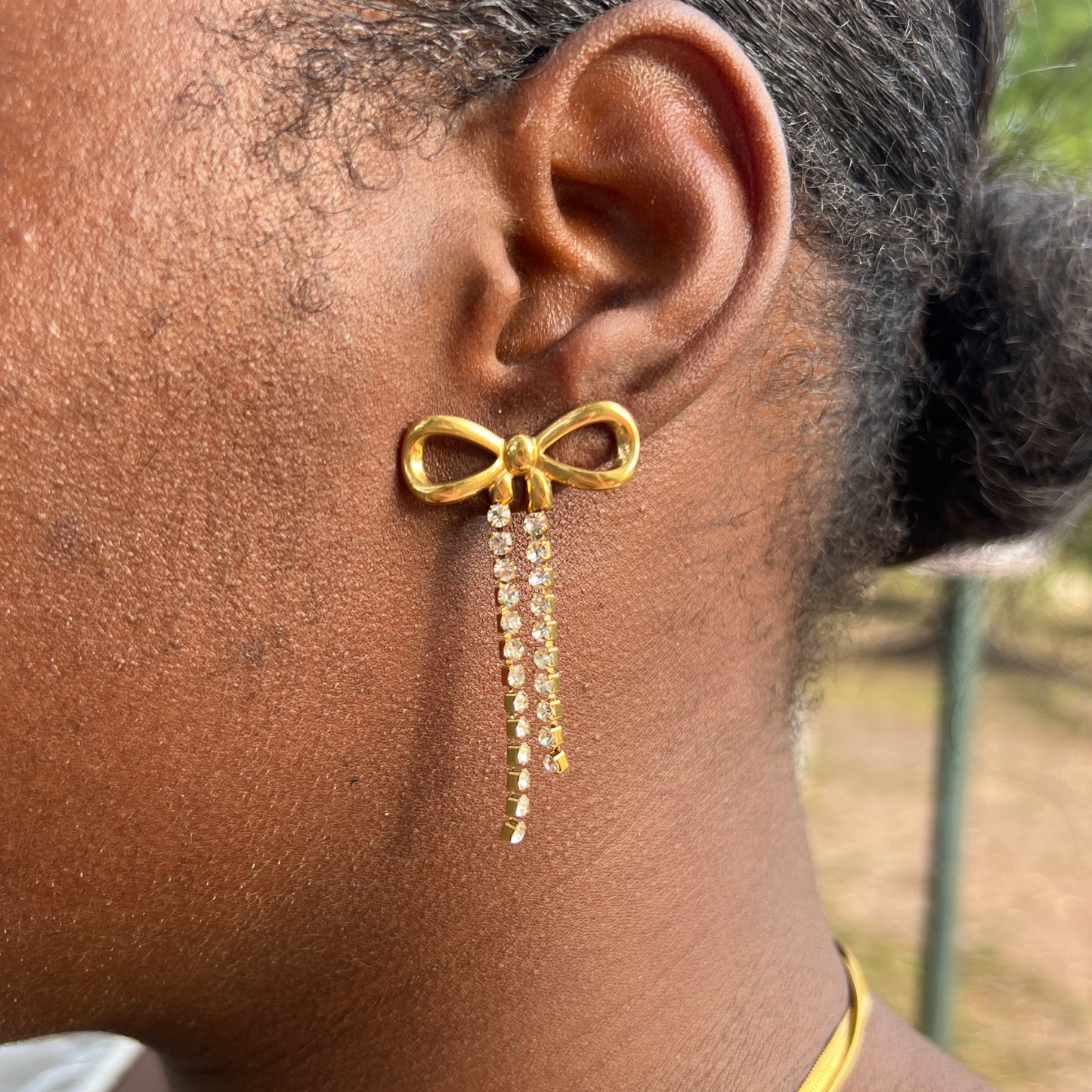 Rhinestone Bow Earrings