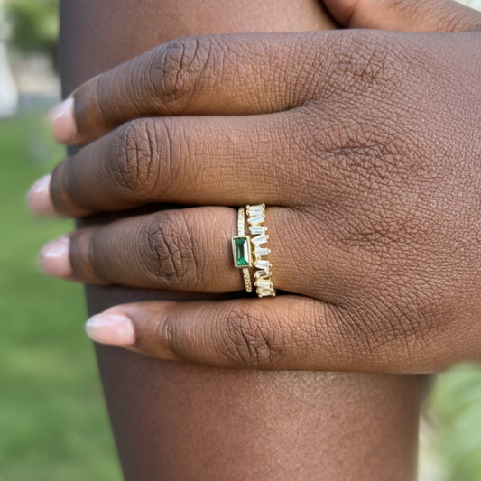 Emerald Baguette Crown Ring